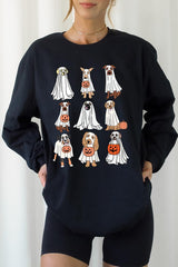 UL240P-E3106 Halloween Ghost Dog Graphic Plus Long Sleeve Tee $17