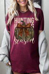 US3001-E3190 Hunting Pumpkin Bow Graphic Tee $12.5