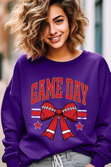 UL180P-E3062 Red Game Day Football Bow Graphic Plus Sweatshirt $25