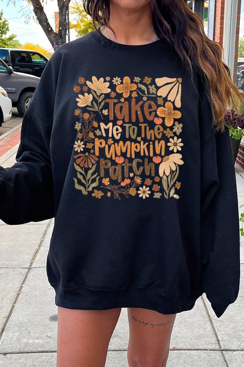 UL180-E3136 Take Me To The Pumpkin Patch Graphic Sweatshirt $20