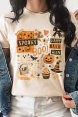 US3001P-E3084 Halloween collage Graphic Plus Tee $16