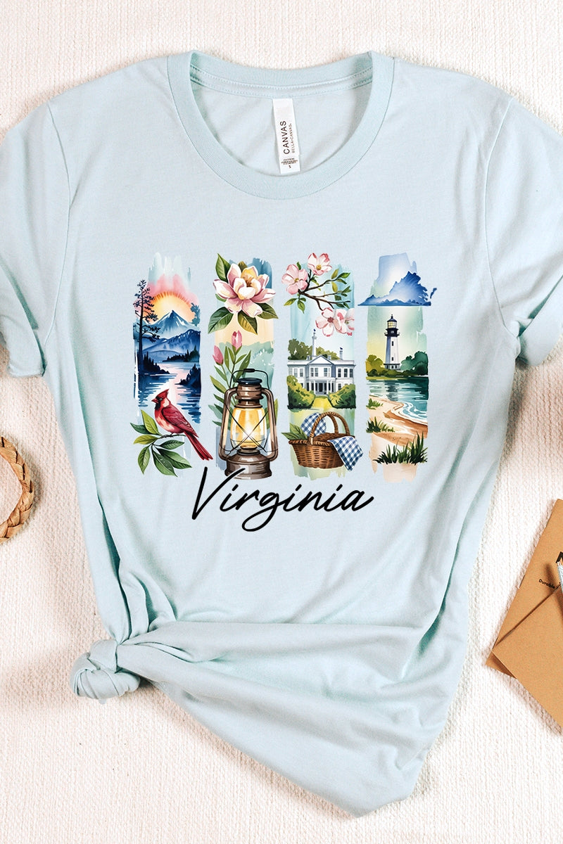 US3001-E3061VA Virginia State Brushstroke Graphic Tee $12.5