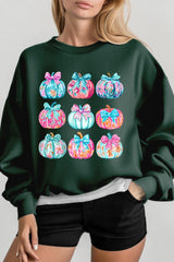 UL180P-E3137 Coquette Pumpkin Graphic Plus Sweatshirt $25