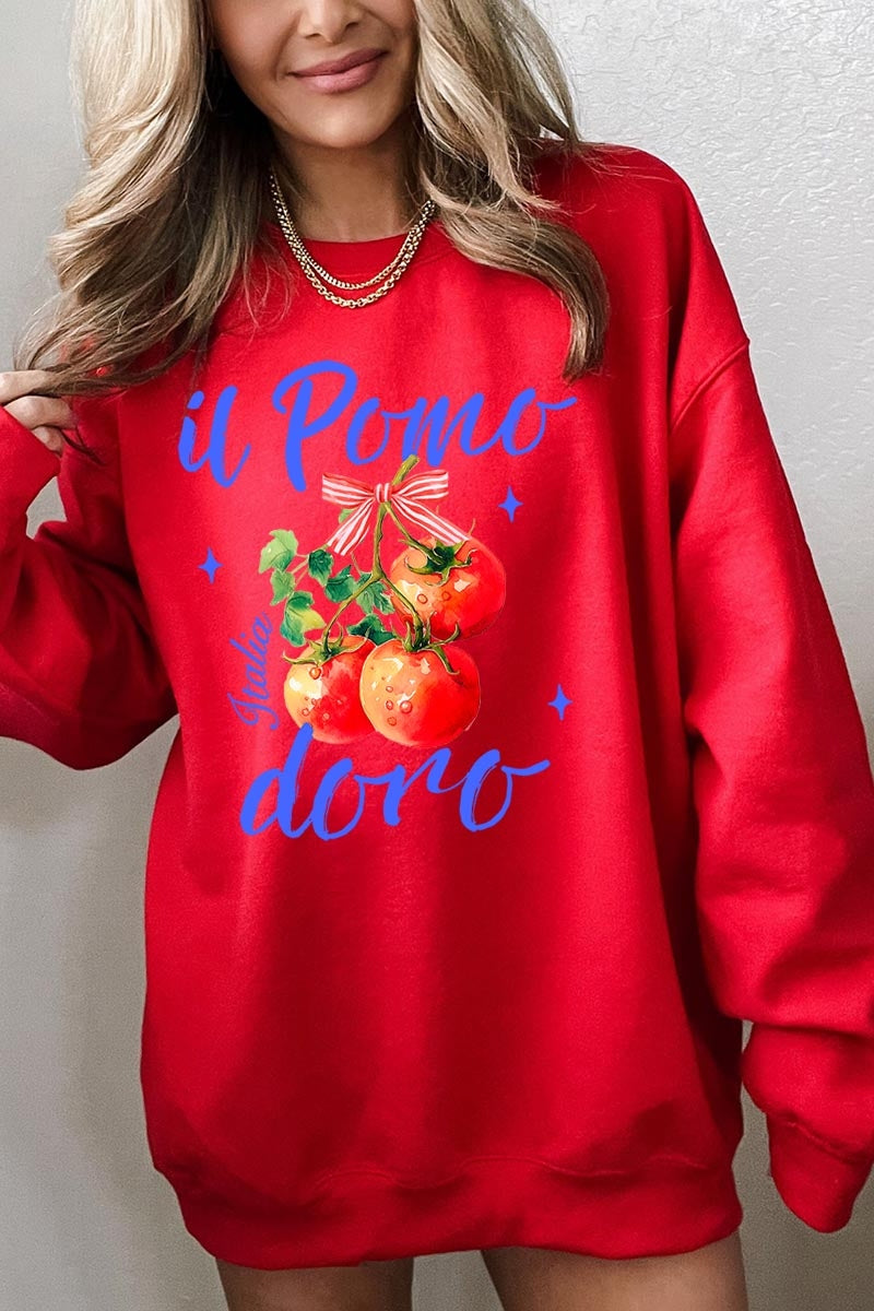 UL180P-E3070 Il Pomodoro Tomato Art Graphic Plus Sweatshirt $25