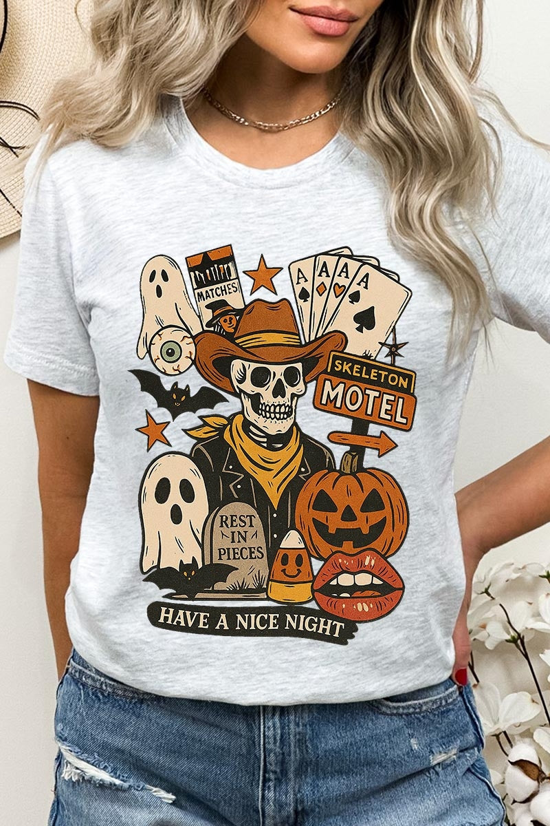 US3001P-E3107 Spooky Western Skeleton Graphic Plus Tee $16