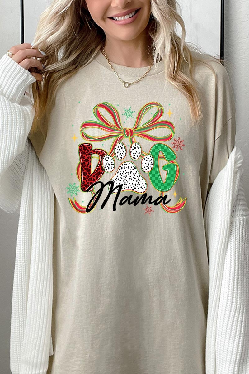 5000P-E3194 Dog Mama Christmas Paw Graphic Plus Heavy Cotton Tee $12.75