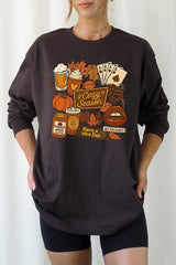 UL240-E3119 Retro Fall Collage Graphic Long Sleeve Tee $13.75
