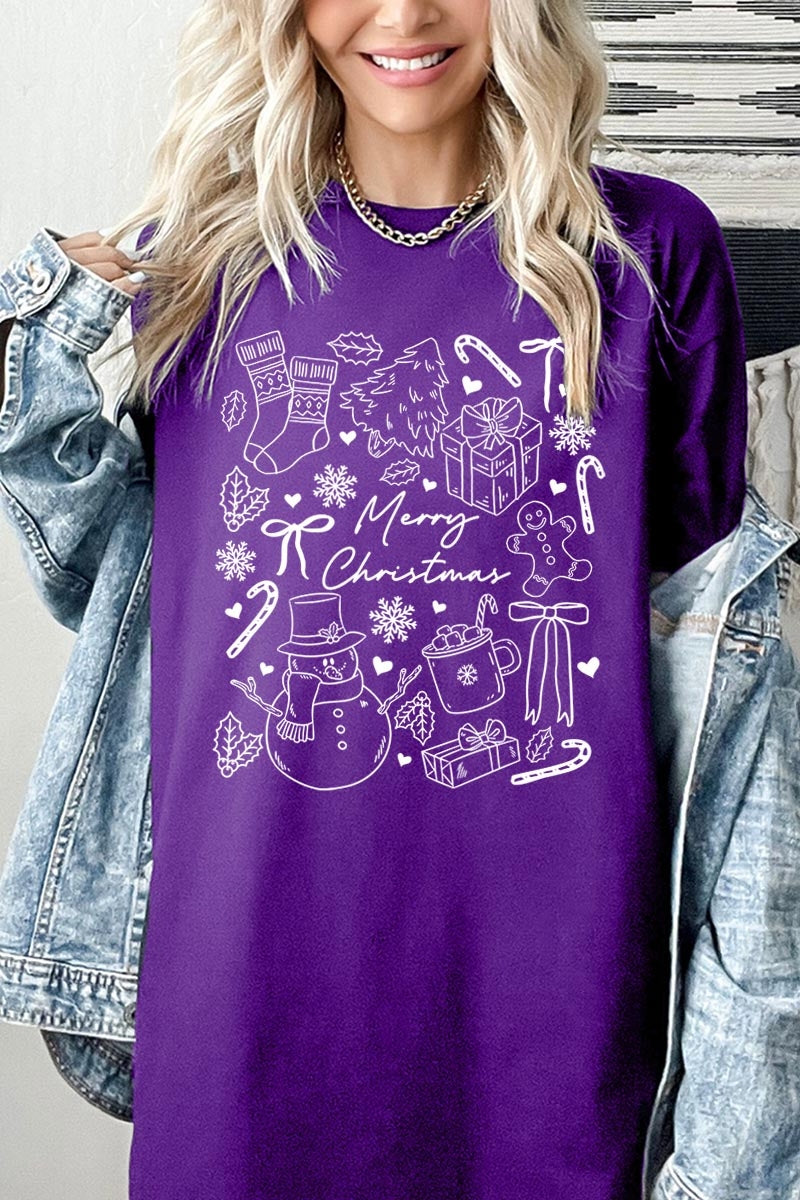 5000P-E3181 Christmas Doodle Graphic Plus Heavy Cotton Tee $12.75