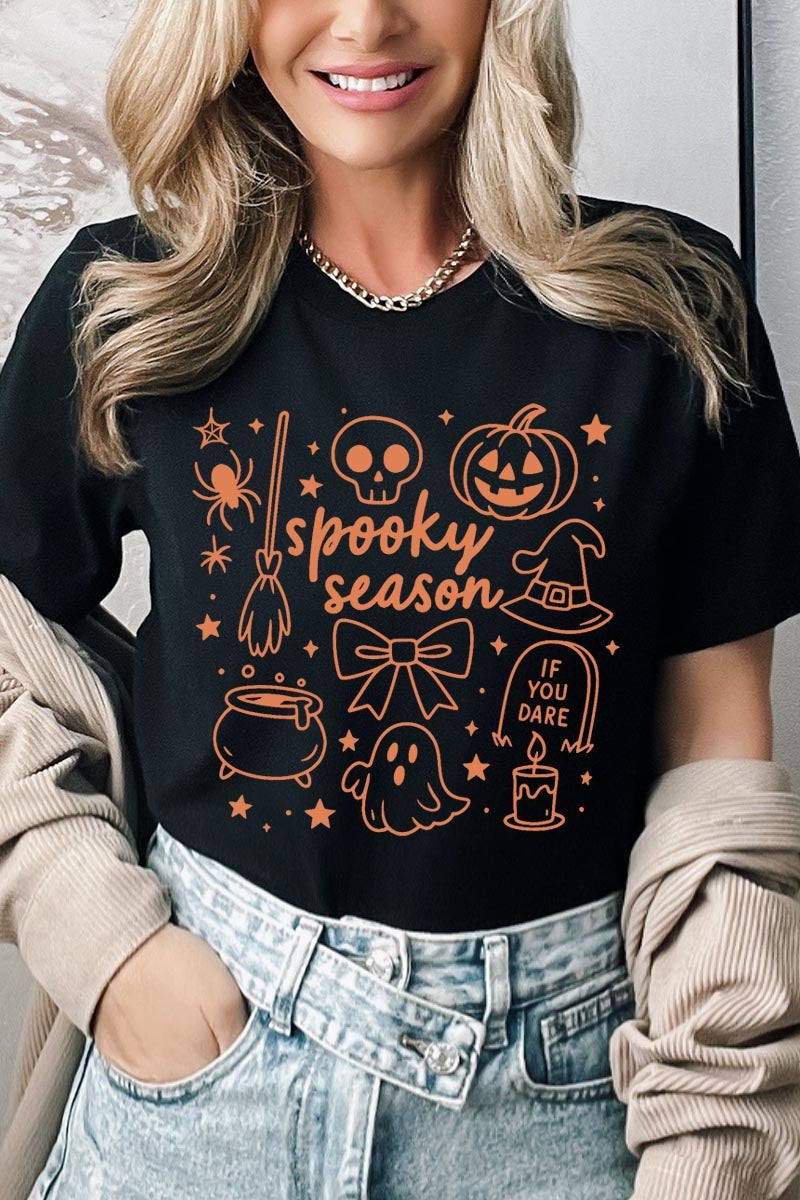 US3001-E3141 Halloween Doodle Graphic Tee $12.5