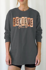 UL240-E3167 Believe Fall Christian Graphic Long Sleeve Tee $13.75