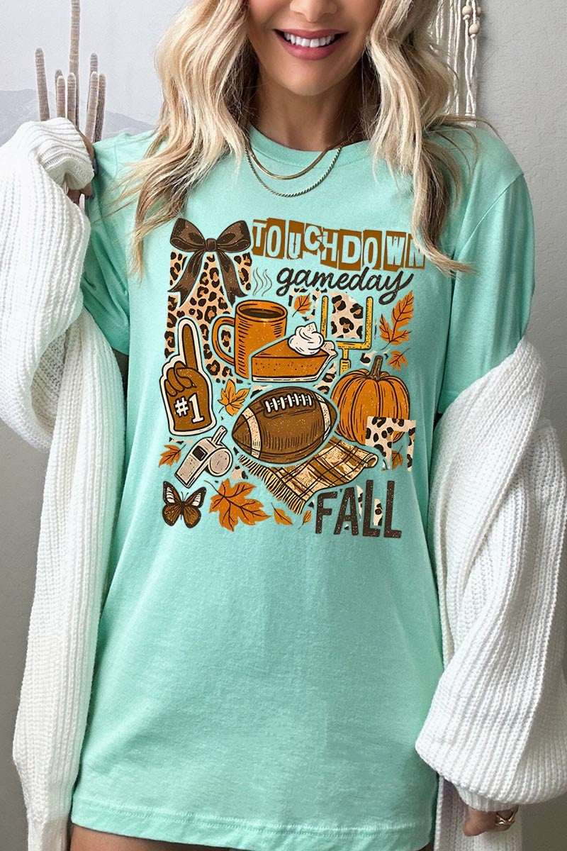 US3001P-E3134 Fall Football Collage Graphic Plus Tee $16