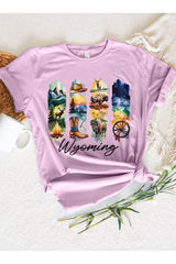 US3001P-E3061WY Wyoming State Brushstroke Graphic Plus Tee $16