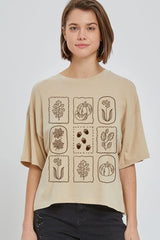 CTS-E3101 Autumn Graphic Relaxed Crop Top $11