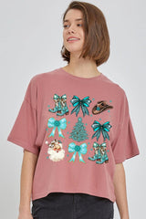 CTS-E3180 Western Christmas Graphic Relaxed Crop Top $11