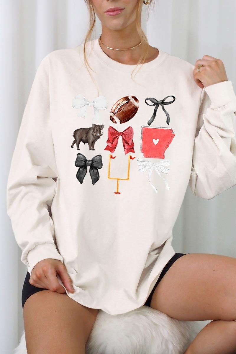 UL240-E3077 Arkansas Football Graphic Long Sleeve Tee $13.75