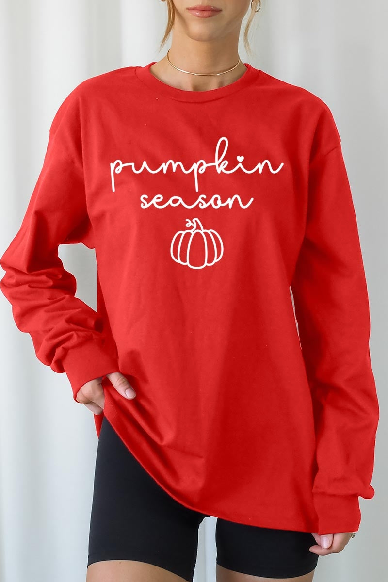 UL240-E3152 Pumpkin Season Graphic Long Sleeve Tee $13.75