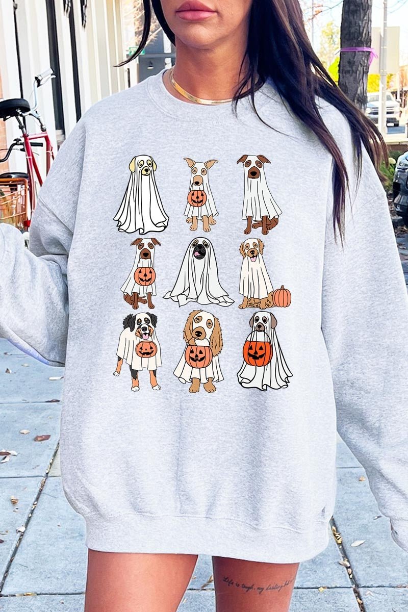 UL180-E3106 Halloween Ghost Dog Graphic Sweatshirt $20
