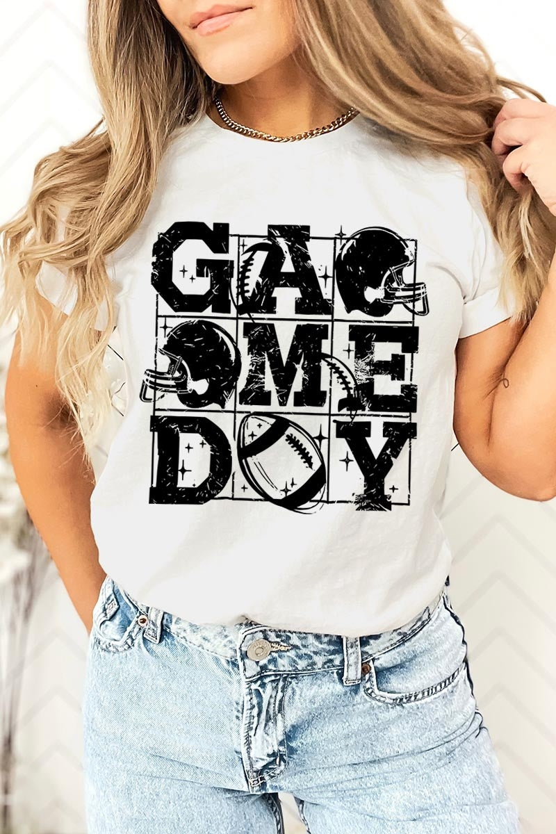 US3001P-E3073 Distressed Game Day Graphic Plus Tee $16