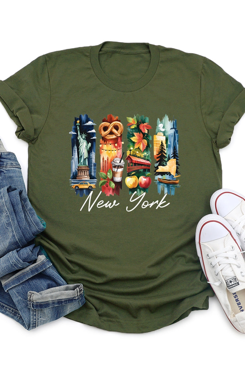 US3001P-E3061NY New York State Brushstroke Graphic Plus Tee $16