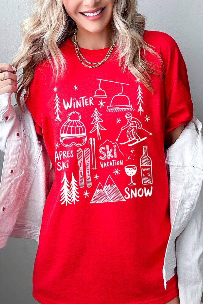 5000-E3188 Ski Doodle Graphic Heavy Cotton Tee $9