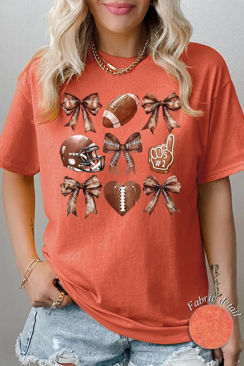 5000P-E3054 Cute Football and Bow Graphic Plus Heavy Cotton Tee $12.75