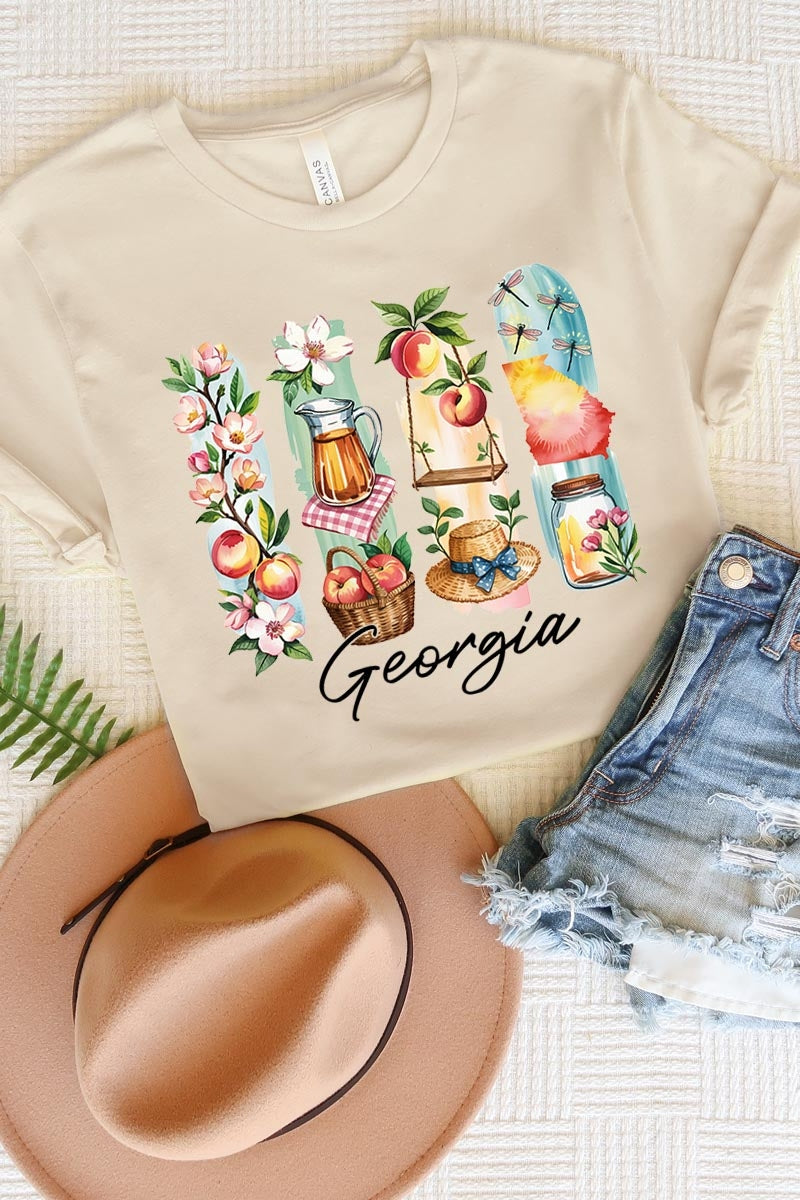 US3001-E3061GA Georgia State Brushstroke Graphic Tee $12.5