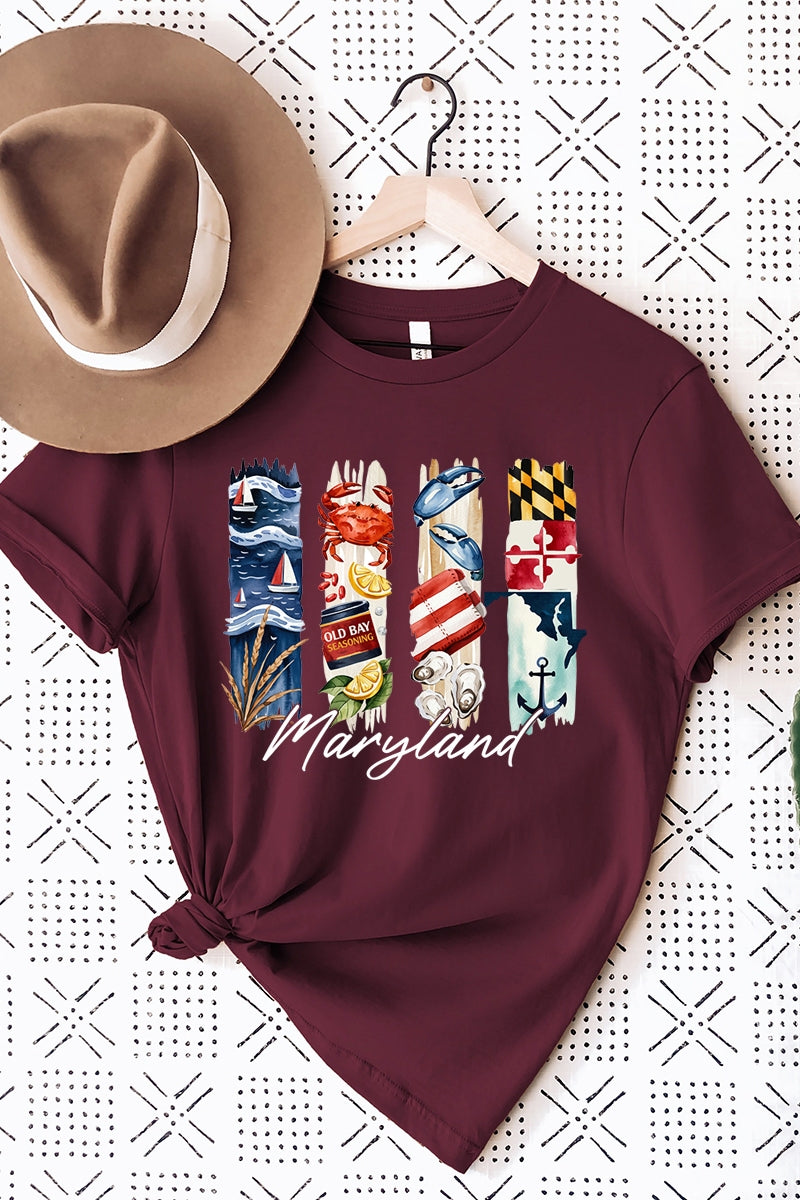 US3001-E3061MD Maryland State Brushstroke Graphic Tee $12.5