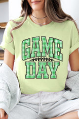 US3001-E3128 Green Gingham Game Day Graphic Tee $12.5