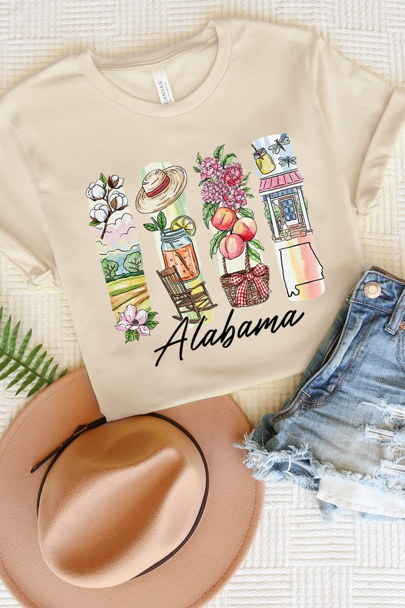 US3001-E3061AL Alabama State Brushstroke Graphic Tee $12.5