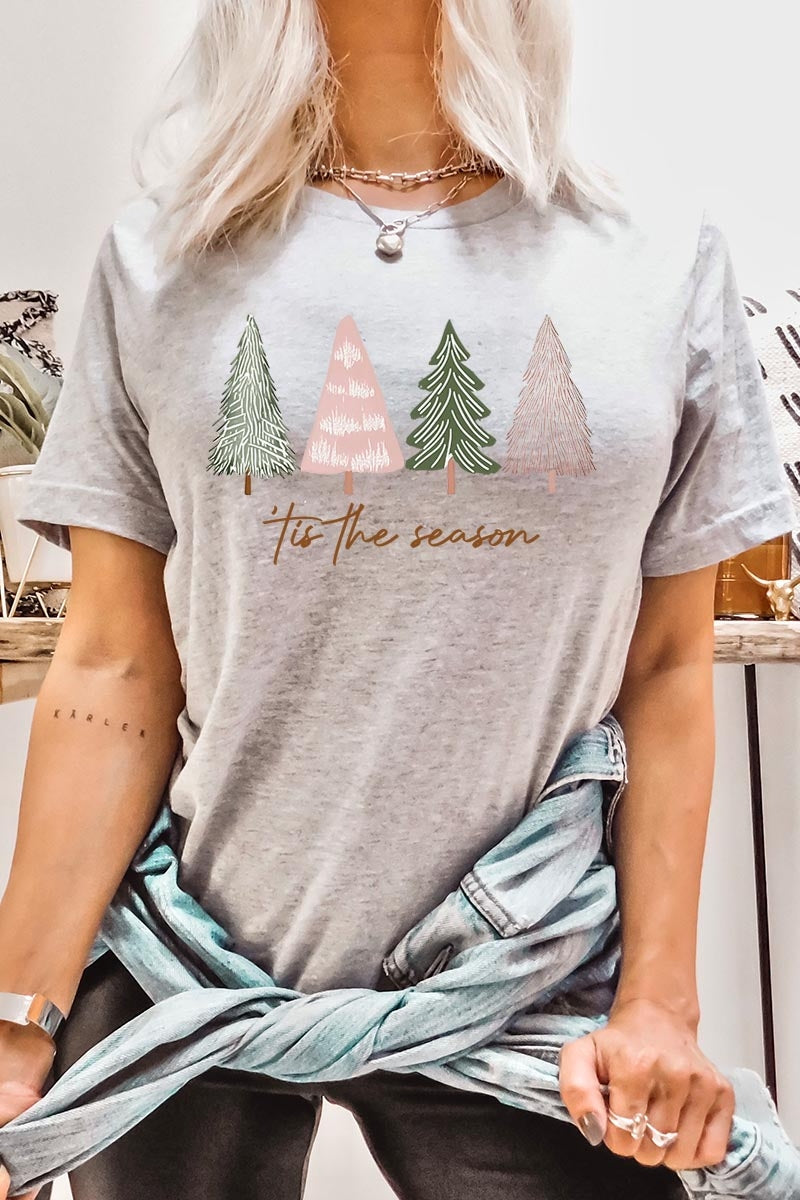 US3001-E3218 Rustic Christmas Trees Graphic Tee $12.5