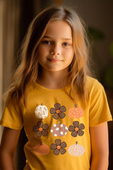 US3001Y-E3117Z Pumpkins & Flowers Fall Kids Graphic Tee $11