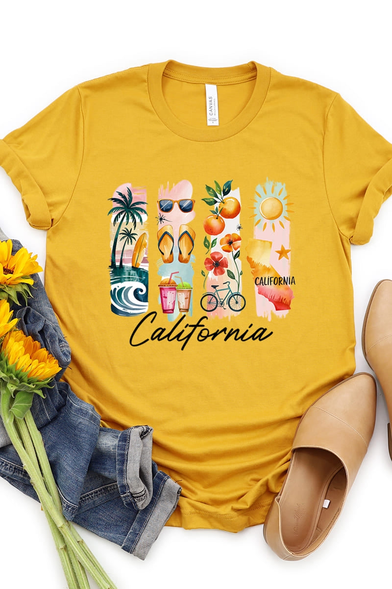 US3001P-E3061CA California State Brushstroke Graphic Plus Tee $16