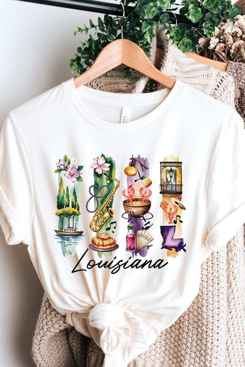 US3001P-E3061LA Louisiana State Brushstroke Graphic Plus Tee $16