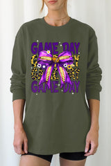 UL240P-E3092 Purple Yellow Football Bow Plus Long Sleeve Tee $17
