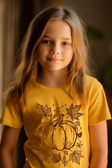 US3001Y-E3162Z Fall Pumpkin Kids Graphic Tee $11