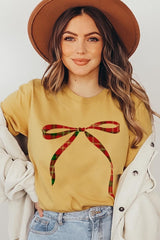 US3001P-E3211 Red Bow Christmas Graphic Plus Tee $16