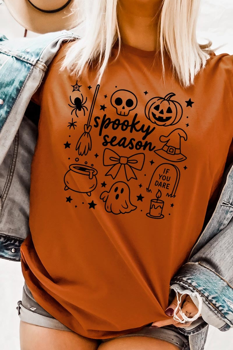 US3001P-E3141 Halloween Doodle Graphic Plus Tee $16