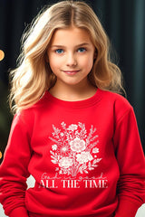 UL180B-E3116Z God Is Good Floral Kids Graphic Sweatshirt $20