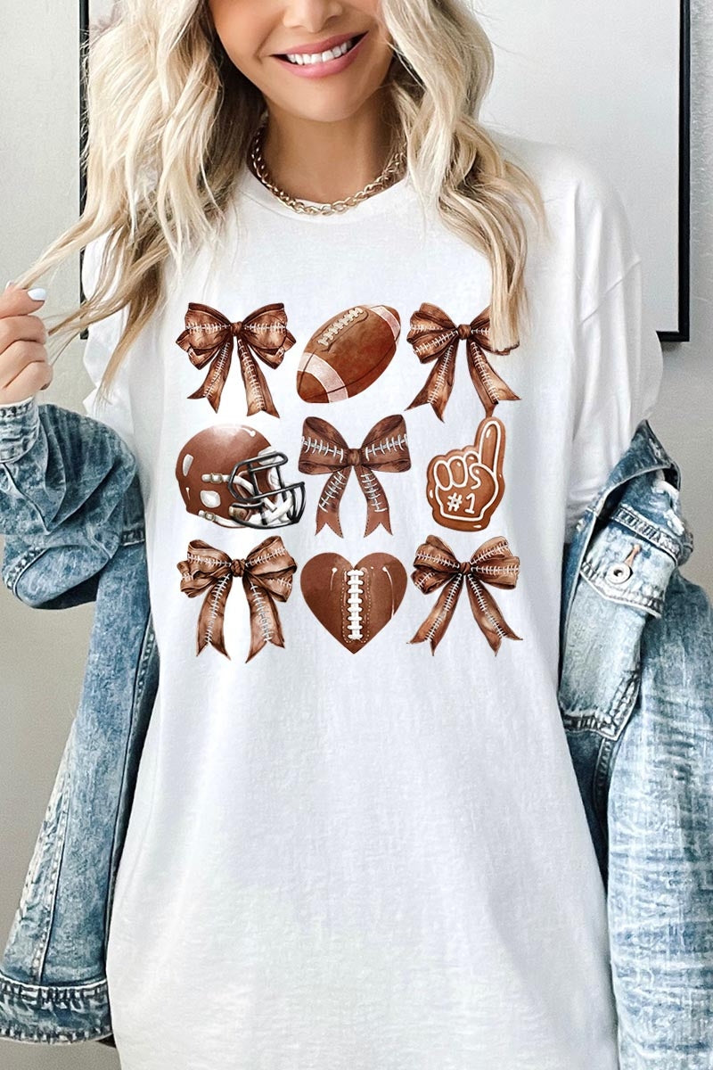 5000-E3054 Cute Football and Bow Graphic Heavy Cotton Tee $9
