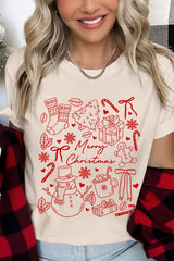 US3001-E3181 Christmas Doodle Graphic Tee $12.5