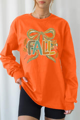 UL240-E3121 Fall Brushstroke Bow Graphic Long Sleeve Tee $13.75