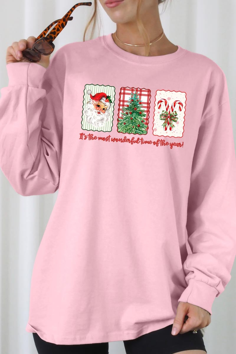 UL240-E3201 Most Wonderful Time Graphic Long Sleeve Tee $13.75