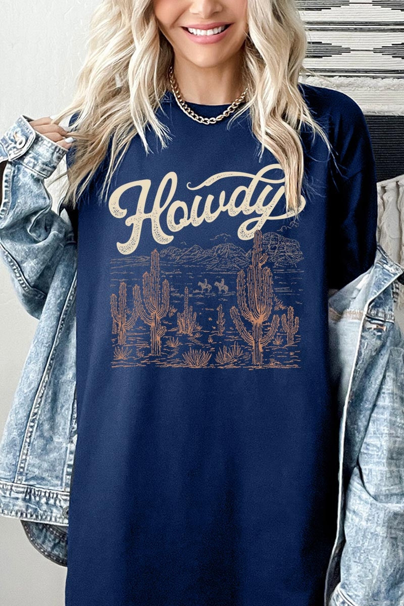 5000-E3095 Howdy Desert Western Graphic Heavy Cotton Tee $9