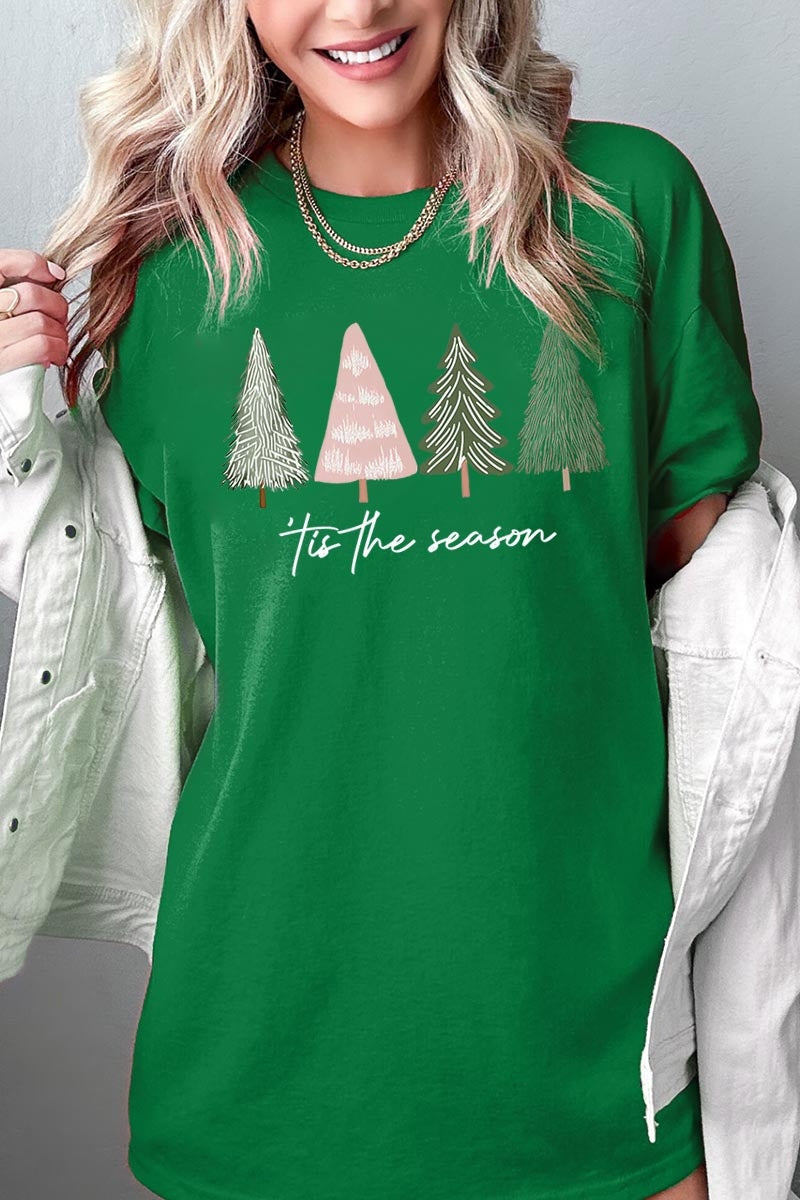 5000P-E3218 Rustic Christmas Trees Graphic Plus Heavy Cotton Tee $12.75