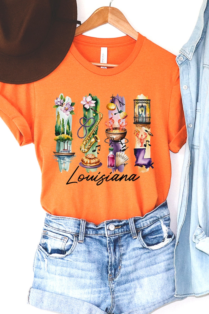 US3001-E3061LA Louisiana State Brushstroke Graphic Tee $12.5