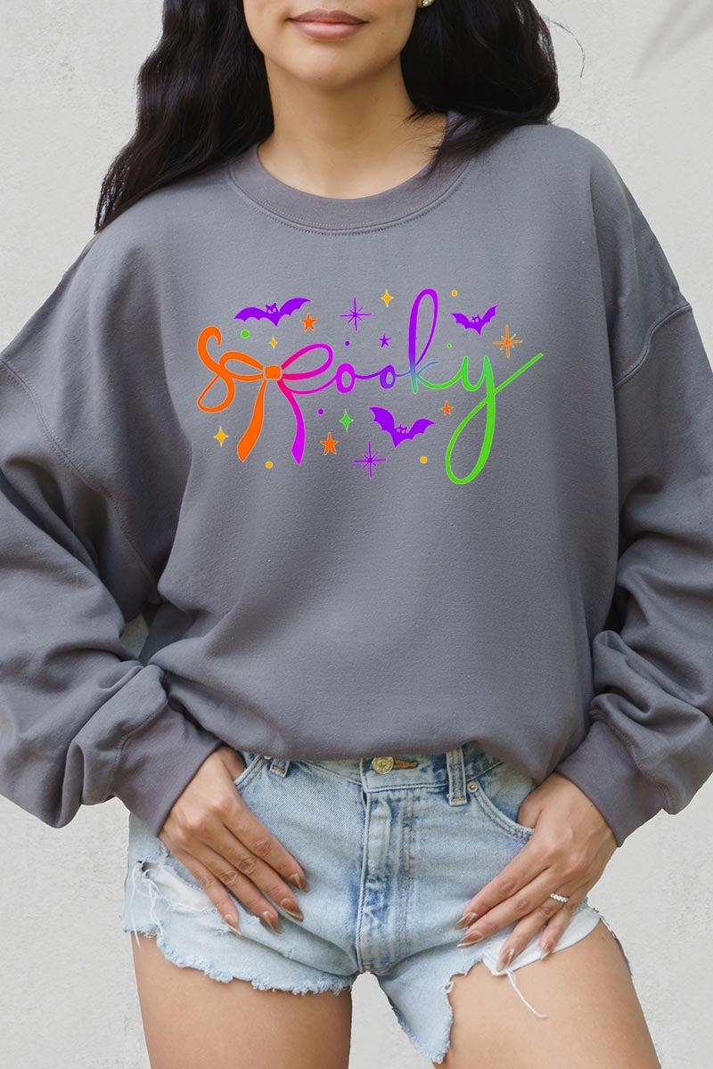 UL180-E3109 Spooky Halloween Graphic Sweatshirt $20