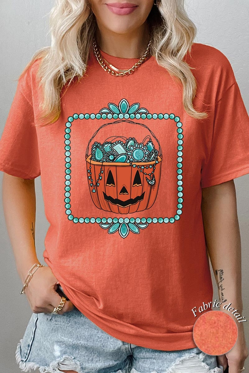 5000-E3140 Halloween turquoise pumpkin Heavy Cotton Tee $9