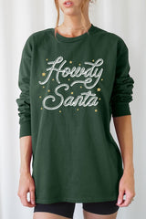 UL240-E3199 Howdy Santa Graphic Long Sleeve Tee $13.75