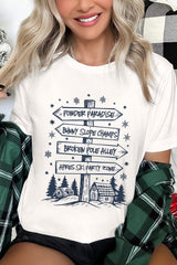 US3001P-E3189 Ski Lodge Signs Graphic Plus Tee $16