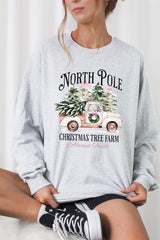 UL240P-E3174 North Pole Christmas Graphic Plus Long Sleeve Tee $17